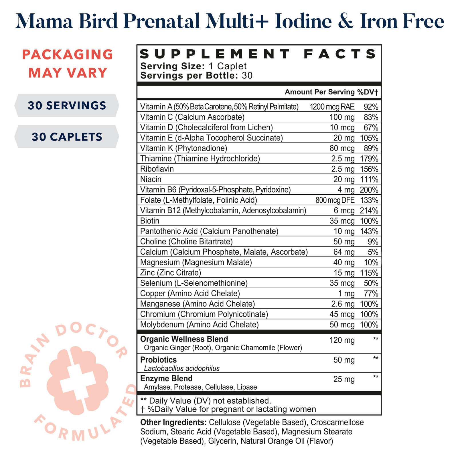 Mama Bird Prenatal Multi+ Iodine & Iron Free