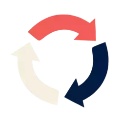 Illustration of three arrows going in a continuous circle